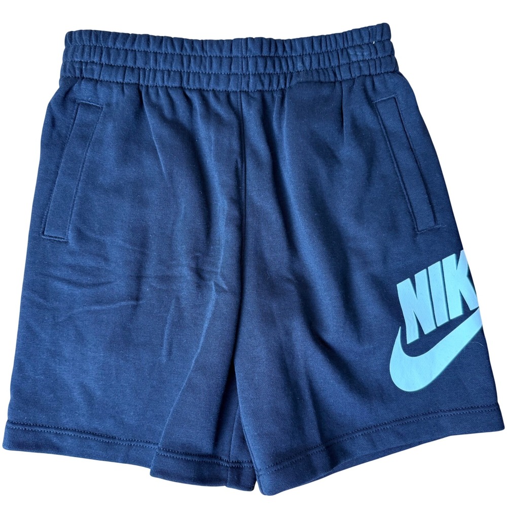 Nike Kids Black French Terry Athletic Shorts Logo Size 6 L100-023